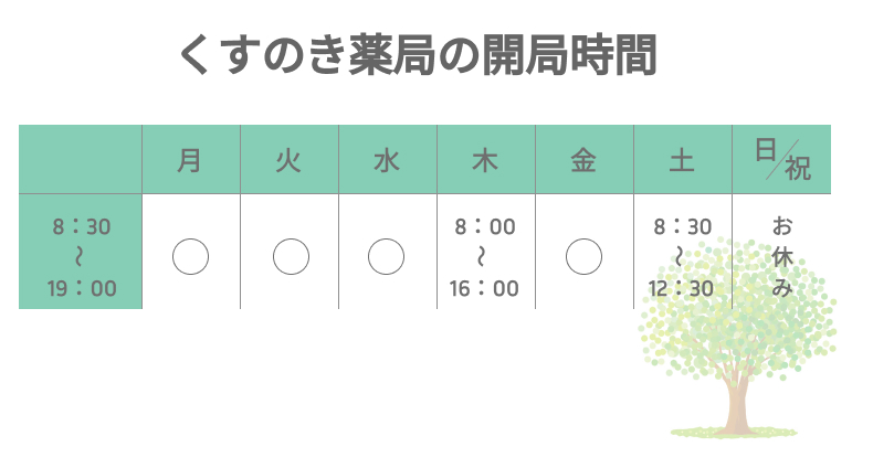 兵庫県西脇市黒田庄町くすのき薬局開局時間